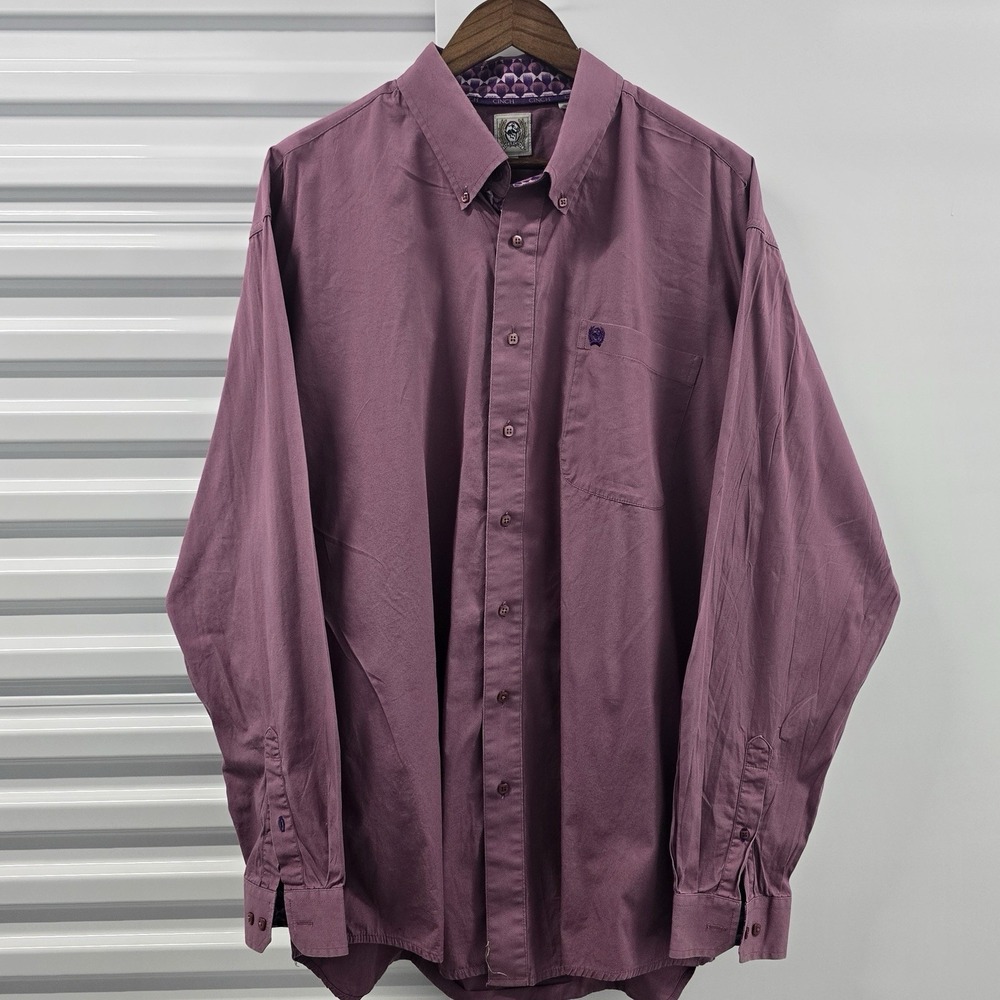 Cinch Mens XL Purple Western Shirt Long Sleeve Button Down Embroidered Logo